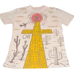 Vintage Graphic Tee with Yellow and Brown Design